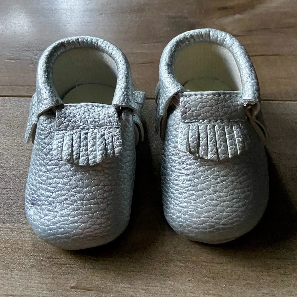 Sweet N Swag Moccasins, Metallic Silver